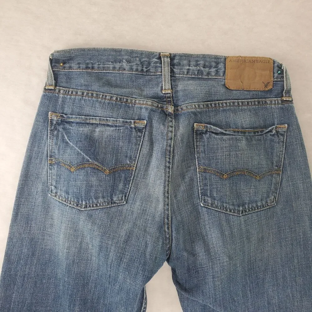 (32x34) American Eagle Original Straight Blue Jeans Men's Denim AE Outfitters